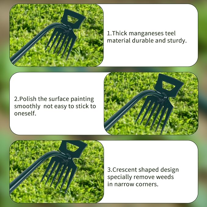Weeding Artifact Uprooting Weeding Tool Kit 2 Pack 6 Teeth 11 Teeth Weed Pulling Tool Portable Manual Weeder Puller for Vegetable Gardening Backyard Farm Planting Weeding