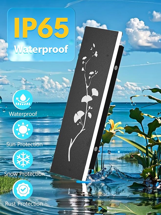 Modern Outdoor Wall Lights 39.4inch LED Long Wall Sconce 3000K Ginkgo Hollow Design Wall Mount Porch Lights 32W Exterior Lighting Fixtures for Patio Balcony Terrace Garden