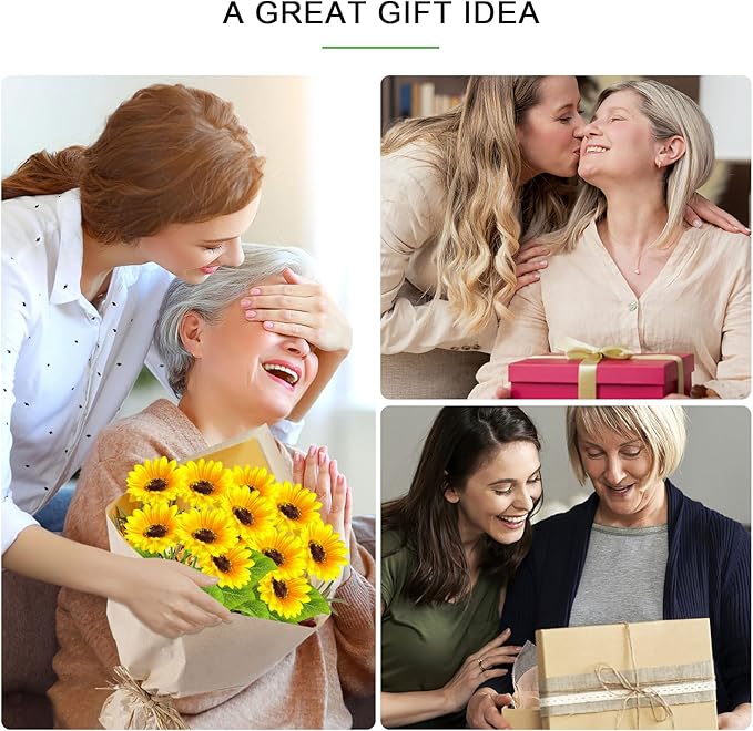 YJFWAL 2 Pack with 12 Solar Sunflower Lights Outdoor Decorative Lights for Garden Gift for Mom and Friends, IP65 Waterproof Sunflower Garden Stake Lights for Yard Patio Lawn Pathway