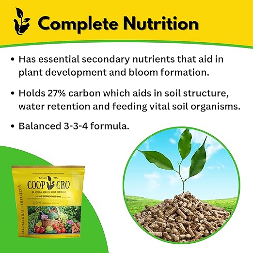 Coop Gro Organic Chicken Manure Fertilizer 6 lb. Bag. All-Natural Plant Food for Vegetable Gardens, Flower Beds, Indoor Plants & Shrubs. Pelleted Fruit Tree Fertilizer (3 Pack)
