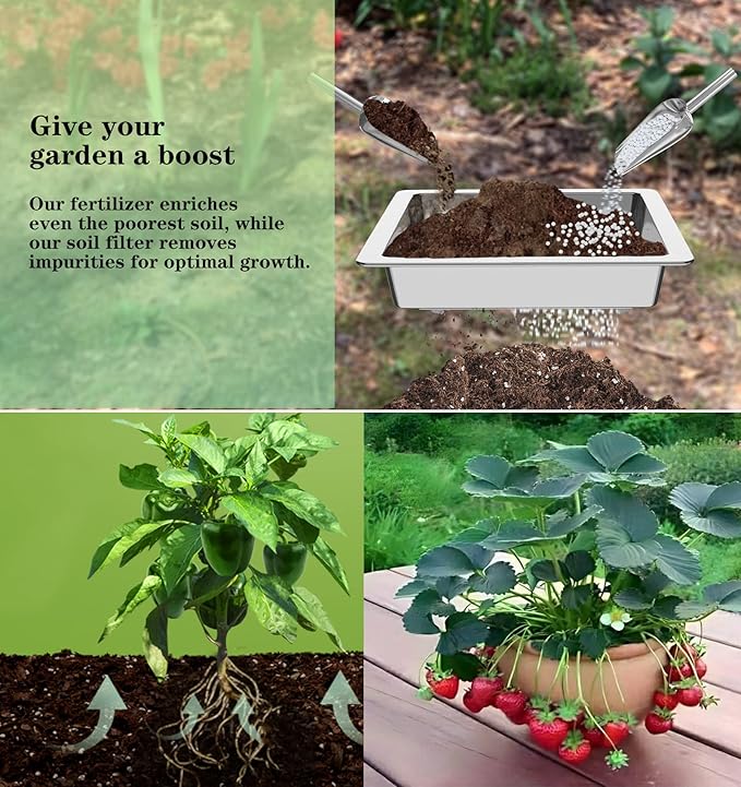 Soil Sifter Strainer Sift Screen Composter - Stainless Dirt sifter,16"Rock Sifter,Bonsai Sifter for Gardening,Metal Soil Sieve Set,2 Interchangeable net Compost Sieve,Substitute Wooden Garden Sifter.