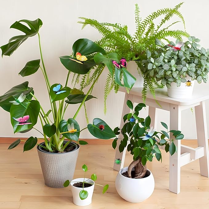 Plant Magnets for Potted Plants: Funny 3D Plant Safe Magnetic Charms,Cute Butterflies Magnets Plant Decor,Gift for Plant Lover (12 PCS)
