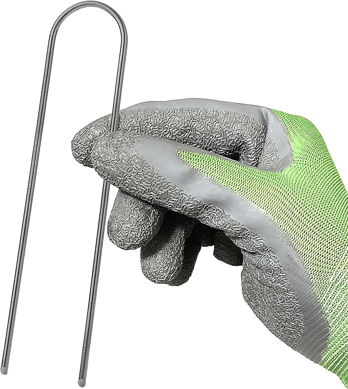 100-Pack Anti-Rust 6 Inch 11 Gauge Round-Top Heavy-Duty U-Shaped Garden Securing Stakes/Spikes/Pins/Pegs - Hot Dipped Galvanized Sod Staples for Anchoring Landscape Fabric