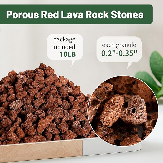 Red Lava Rock 10LB for Plants Garden Landscaping Decoration Aquarium Volcanic Horticultural Bonsai Terrarium Fish Tank Decorative Stone, Size from 0.25 to 0.35 Inches