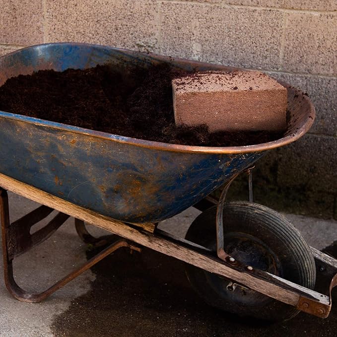 Minute Soil Plus Block - Amended Compressed Coco Coir Fiber Grow Medium - 1 Block = 15 Gallons of Potting Soil (~Wheel Barrow Full) - Enough NPK Added Nutrients to Feed Plants for 1 Season