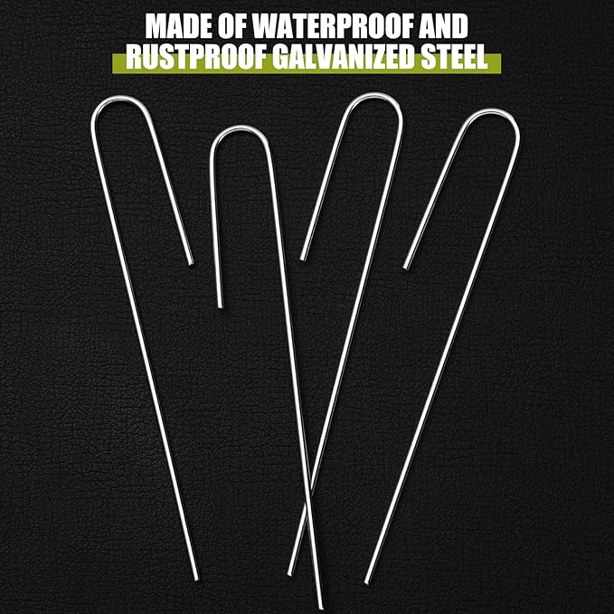 Pelopy 200 Pcs Irrigation Drip Tubing Landscape Staples 5 Inch J Shape Garden Stakes Galvanized Lawn Pins for Drip Tubing (Hold up to 1/2" Drip Tubing)
