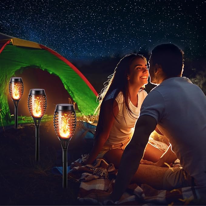 Toodour Solar Torch Flame Lights, 12 Pack Solar Light Outdoor with Flickering Flame, Waterproof Pathway Lights Landscape Decoration Lighting for Garden, Lawn, Yard, Outdoor Decorations