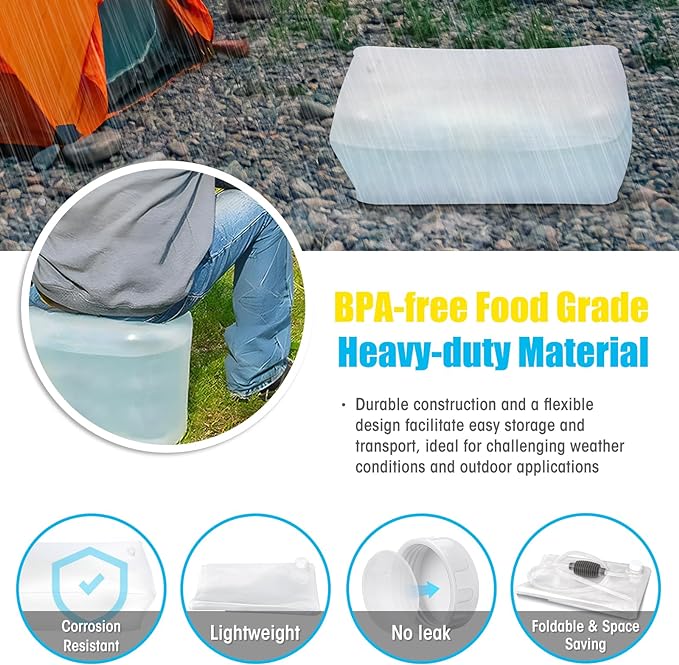 Zipcase Water Storage Bladder, 100 Gallon Heavy Duty Food-Grade Plastic Bag, for Emergency Water Bank, Ideal for Bathtub Water Storage, Camping, Gardening and Agricultural Irrigation.