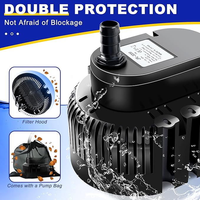 Pool Cover Pump above Ground-Submersible Sump Pump Swimming Water Removal Pumps, Sump Pump for Pool Draining with 16ft Drainage Hose & 25 ft Extra Long Power Cord,850 GPH,3 Adapters-Black