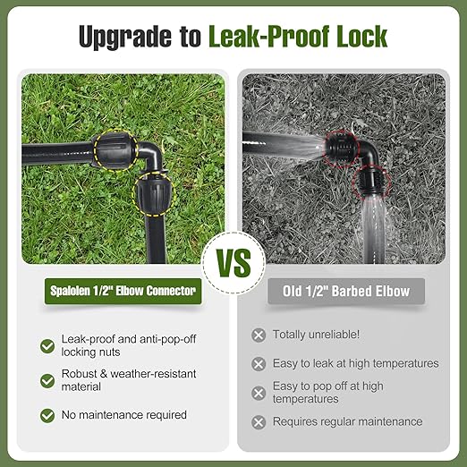 10 Pack 1/2 Inch Drip Irrigation Fittings Elbow Connectors for 1/2 Inch Drip Irrigation Tubing (1/2" ID x 0.60"-0.65" OD), Anti-Leak 1/2" Drip Line Barbed Connector for Most 1/2" Tubing