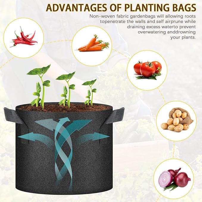 Premium Coco Coir Soil for Indoor Plants - 2.2Kg/4.8 Lbs with Plant Growing Bags & Shovels - Ideal Seed Starter Soil - Coconut Fiber Substrate