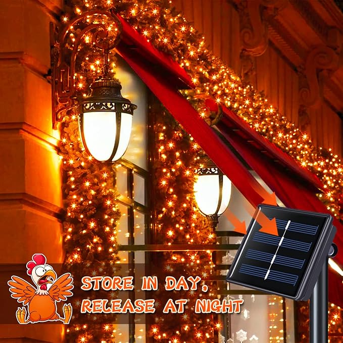 JMEXSUSS 4 Pack Orange Solar Fairy Lights, Total 400 LED 132 FT Orange Halloween Light, 8 Modes Copper Wire Solar String Lights Outdoor Waterproof for Halloween Garden Yard Tree Christmas Decor