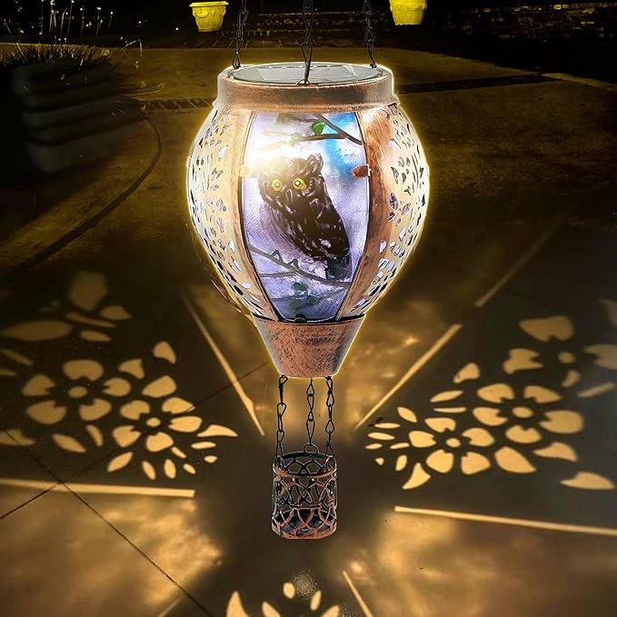 Solar Hot Air Balloon Lantern Warm White Light, Solar Hot Air Balloon Waterproof Lantern, Suitable for Garden Farmhouse Decoration (GardenGnome2pcs)