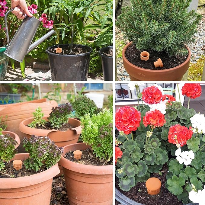 2pcs large Plant Watering Globes Ollas 10×5×5inch 61oz Terracotta Watering Pot Self Watering Planter Terra Cotta Clay Watering Spikes for Indoor Outdoor Plants Indoor Outdoor Large Reservoir Bulbs