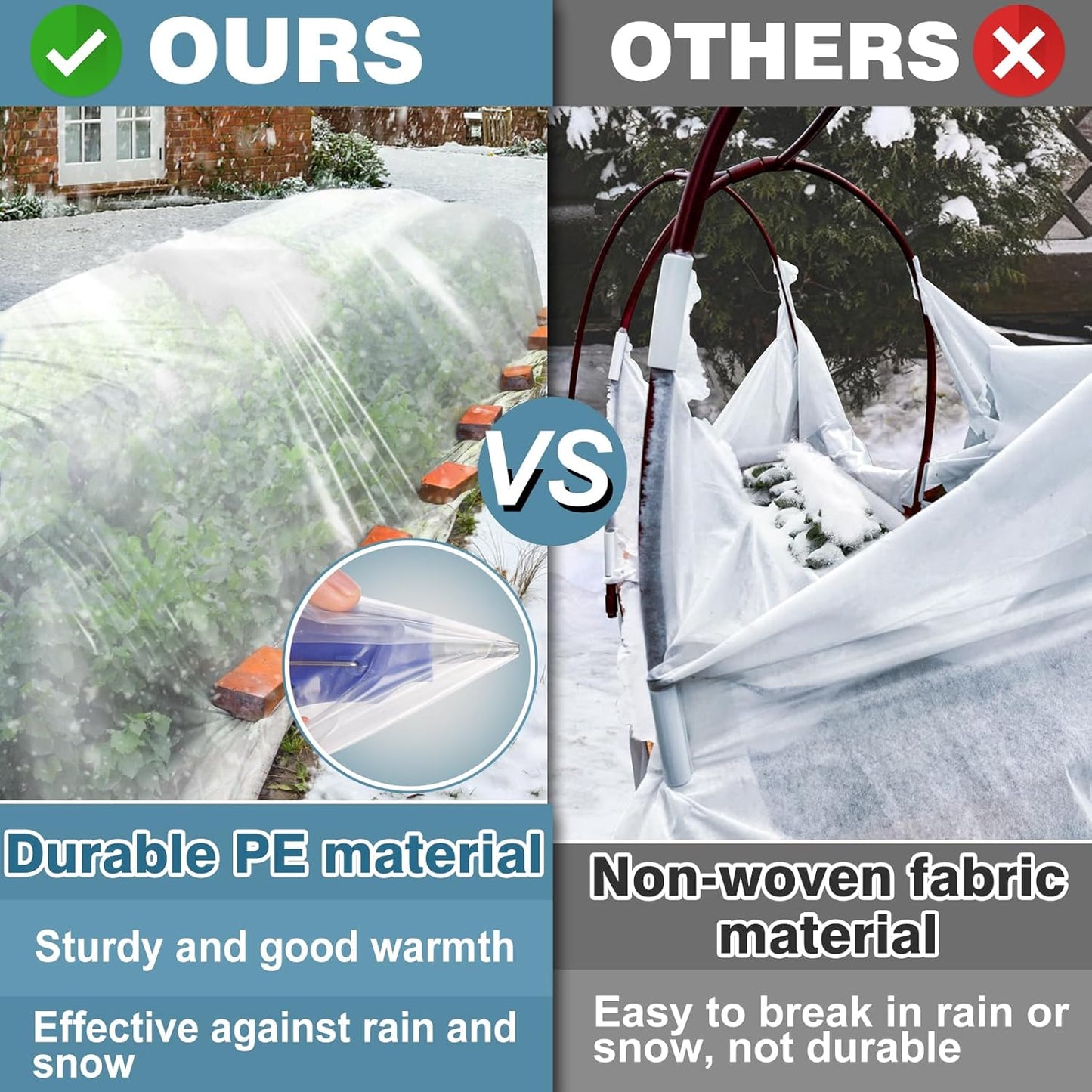 Alphatool Greenhouse Cover Plastic Sheeting - 10 x 50 ft Plant Covers Freeze Protection, Frost Cloths for Outdoor Plants, Clear Floating Row Cover for Outdoors Garden Plants Vegetables Crops