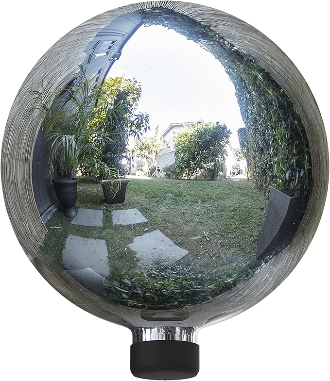 Alpine Corporation 10" Diameter Indoor/Outdoor Glass Gazing Globe Yard Decoration, Silver