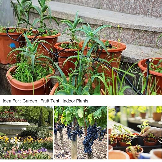 Drip Irrigation Kit, Garden Irrigation System 1/4" Blank Distribution Tubing Watering Drip Kit/DIY Saving Water Automatic Watering System for Garden, Greenhouse, Flower Bed, Patio, Lawn