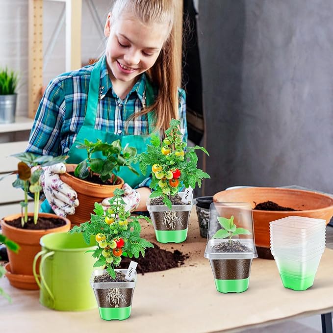 Clear Nursery Pots for Plants,30 Packs Seed Starting Pots 3.1 inch Plastic Plant Pot Seedling Pots with Drainage Holes Plant Nursery Pots with Silicone Base Seed Starting Pot