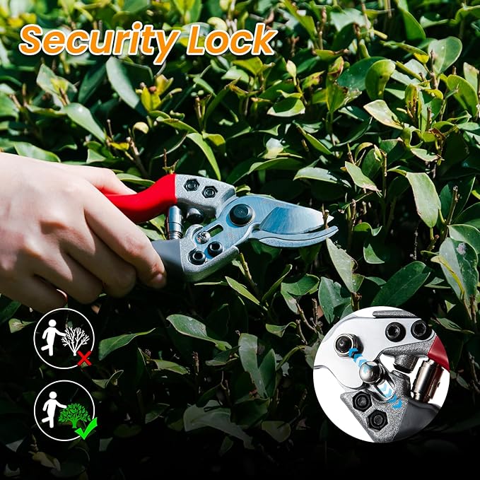 Goture Garden Shears 2Pcs, Pruning Shears for Gardening, SK5 Garden Shears Pruning, Black and Red Garden Scissors Tools