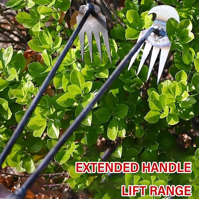 Amposei Weeding Artifact Uprooting Weeding Tool, Multifunctional Weeder, Hand Weeder Tool, Stand Up Weed Puller Tool with Handle for Garden Yard Farm Weed Removal (20in, Black Metal Handle)