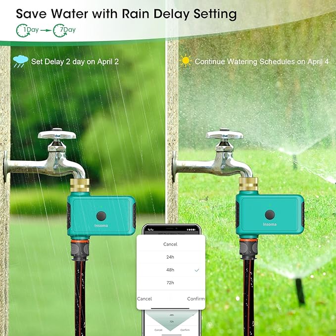 Smart Water Timer with WiFi Hub for Outdoor Watering, Automate Irrigation System Controller for Lawn, Garden, & Yard Care Green-Brass Inlet & Plastics Outlet (1-Outlet)