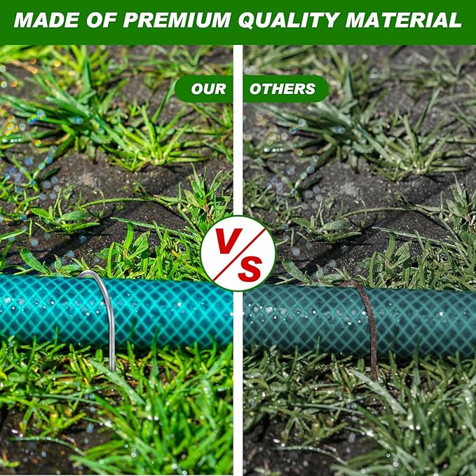 Tandefio 100 Pack Drip Irrigation Tubing Stakes 6 Inch Garden Pins Landscape Staples Securing Pegs Galvanized Lawn Yard U Pegs for Hose, Chicken Wire, Weed Barrier Fabric, Dog Fence