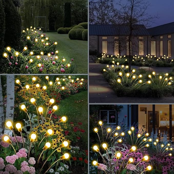 New Upgraded Solar Garden Lights, 10 Pack Solar Firefly Lights Outdoor, Solar Swaying Lights, Waterproof Solar Outdoor Fairy Lights for Yard Patio Pathway Wedding Decor (Warm White)