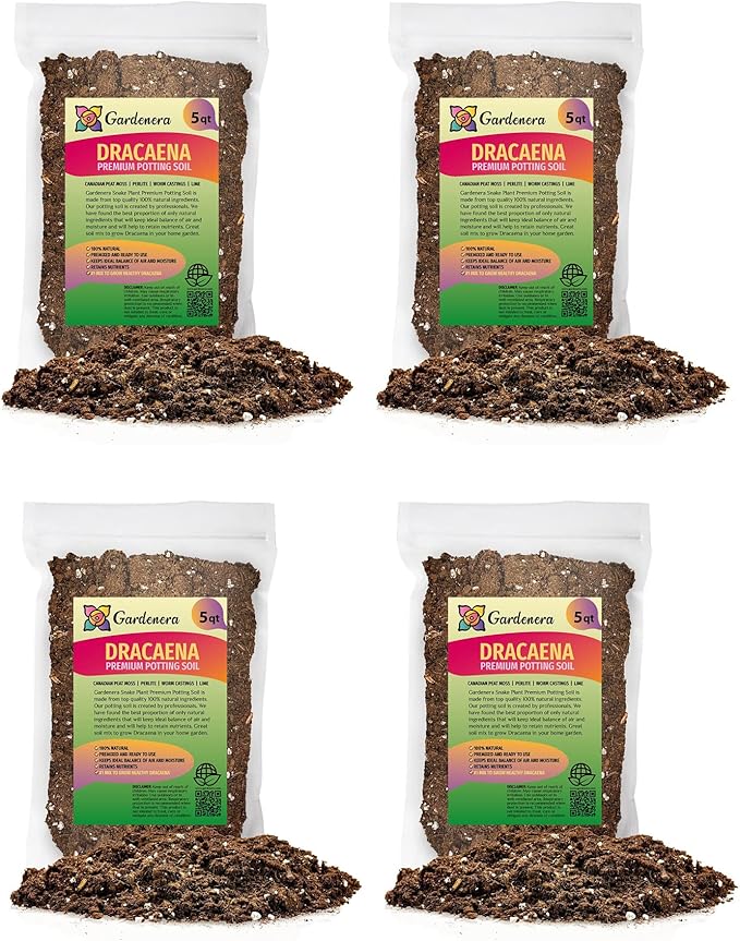 Premium Dracaena Soil Mix - 20 Quart - Expertly Formulated Potting Mix for Thriving Dracaena Trees and Shrubs (4 Bags of 5 QT)