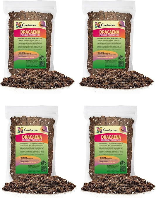 Premium Dracaena Soil Mix - 20 Quart - Expertly Formulated Potting Mix for Thriving Dracaena Trees and Shrubs (4 Bags of 5 QT)