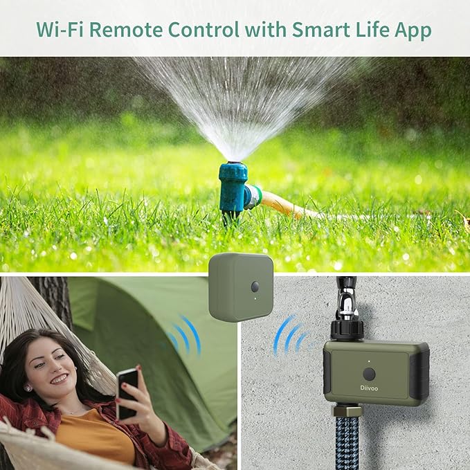WiFi Water Timer for Garden Hose, Diivoo Smart Sprinkler Irrigation Timer with Hub, Up to 20 Separate Watering Schedules, Compatible with Alexa and Google Home
