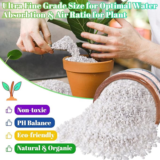 Legigo 8 Quarts Organic Horticultural Perlite for Plants Indoor- Natural Horticultural Soil Additive Conditioner Mix for Improves Drainage, Ventilation and Root Growth