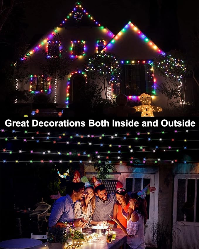 Treela 9 Pack Solar String Lights for Outside, 39 ft 100 LED Outdoor Fairy Lights Waterproof Copper Wire 8 Modes Solar Twinkle Lights for Patio Garden Tree Yard Party Decor(Colorful)