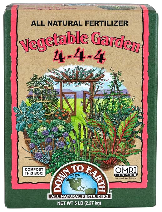 Down to Earth Organic Vegetable Garden Fertilizer 4-4-4, 5lb