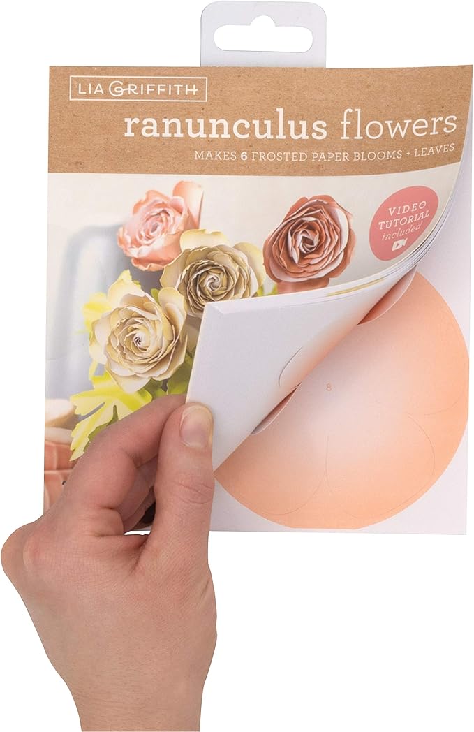 Lia Griffith Frosted Paper Blooms Ranunculus Flowers, 6" x 6.5", Assorted Colors, 21 Count