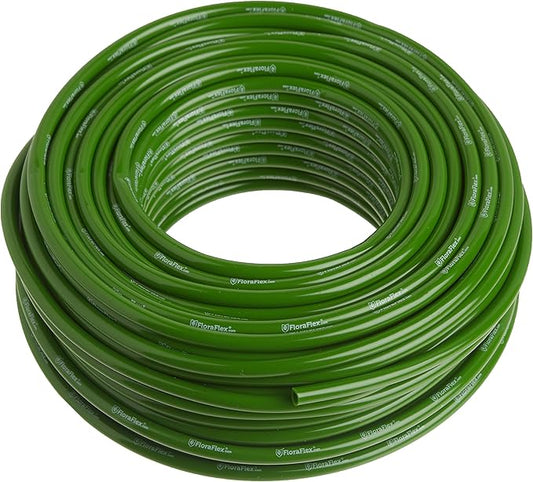 100' Flora Tube | 1/4" OD By 3/16" ID Vinyl Drip Irrigation Tubing | Green