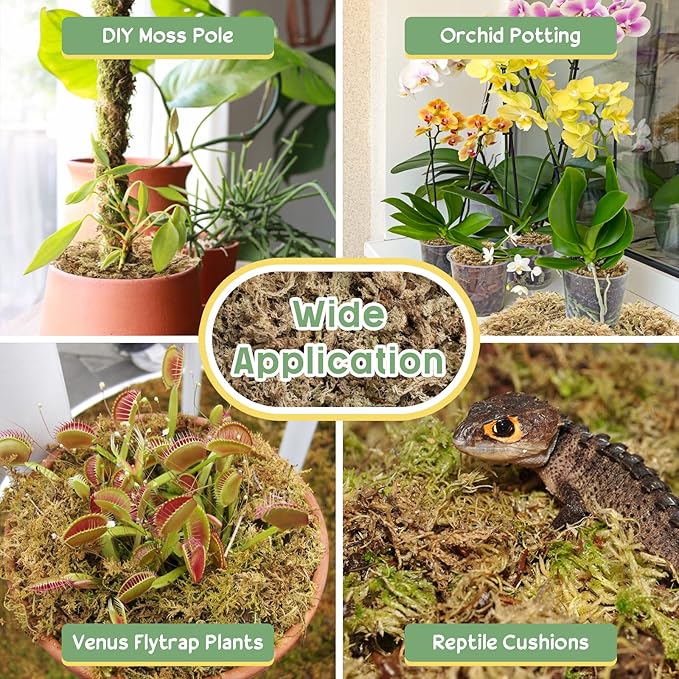 Legigo 4.4LBS Premium Sphagnum Moss for Plants- 80QT Natural Succulent Carnivorous Plant Moss Dried, Long Fiber Orchid Moss for Orchid Repotting Succulent Sarracenia Potted Plants Gardening & Reptiles