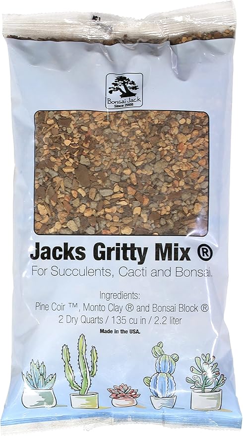 Bonsai Succulent and Cactus Soil - Jacks Gritty Mix #111 - Fast Draining – Fights Root Rot – Optimized pH (1/2 Gallon / 2 Dry Quarts)