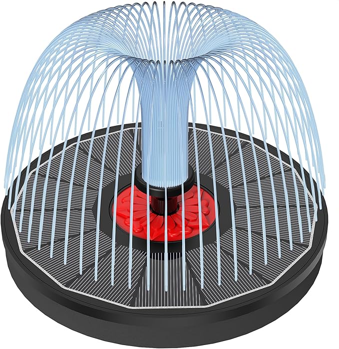 Solar Fountain with Red Flower - Attract Birds - Upgrade 3.5W Solar Bird Bath Fountains, Solar Powered Water Feature Fountain Pump with 7 Nozzles for Hummingbirds, Garden, Pool, and Pond