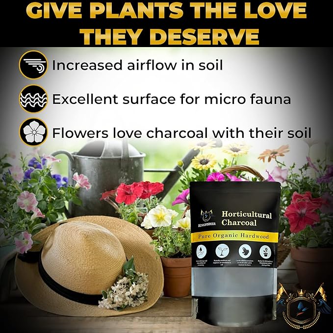 Organic Horticultural Charcoal & Terrarium Charcoal | Charcoal for Plants | Pure Hardwood Charcoal for Planting and Gardening | Organic Canadian Maple Biochar (4 QUARTS)