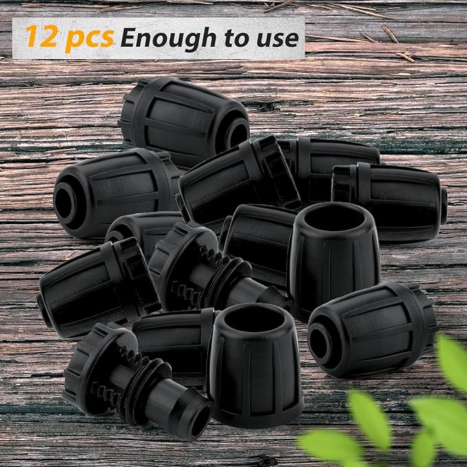LUTER 12pcs 1/2 Inch Irrigation Fittings End Plugs, Drip Irrigation Fittings Tool Kit for (1/2" ID x0.6-0.63" OD) 16mm Drip Tubing Garden Irrigation System