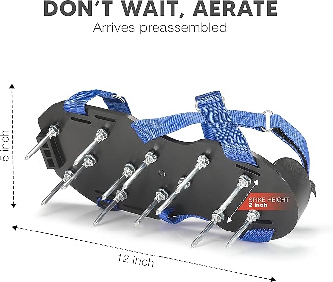 Envy Green Lawn Aerator Shoes – Ready-to-Use, Pre-Assembled – One-Size-Fits-All Gardening Shoes – Lawn Aerator with X-Strap – Lawn Aerator Spike Shoes for Lawn and Yard – Premium Tools by EnvyGreen