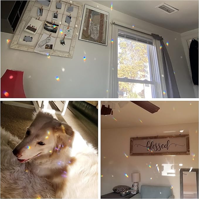 Clear Crystal Suncatcher, 2pc 45mm Heart, Handmade Prism Pendant for Windows, Outdoor Indoor Hanging Ornament, Rainbow Maker Gifts for Mom, Grandma, Friends (2 Hearts, Clear)