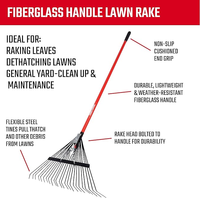 CRAFTSMAN 2-Piece Raking Set with Leaf & Lawn Rakes, Fiberglass & Rubber Coated Handles, Cushion Grips, for Leaves, Thatching, Dethatching
