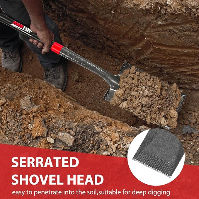 Spade Shovel Garden Flat Shovel Square Point Shovel Trenching Shovel for Digging Gardening Planting Edging, 43 inches