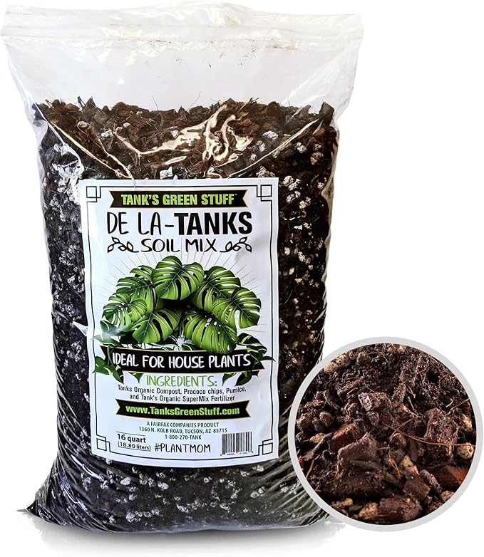 De La Tanks House Plant Mix 16 qt Bag - Premium Indoor Plant Soil Superior Indoor Potting Soil All-Purpose Potting Mix for Houseplants - Potting Soil for Indoor Plants All-Purpose Potting Mix