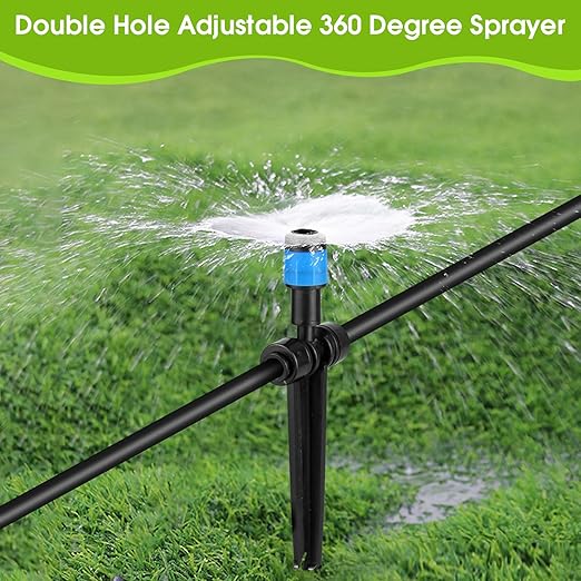 25 Pcs Drip Irrigation Emitters with Stake - Adjustable Drip Emitter Vortex for 1/4" Drip Line Irrigation Tubing - Drip Irrigation System Parts Drippers Sprinkler Heads for Garden Watering System-Blue