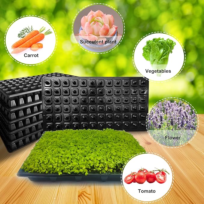 72 Cell Seed Starter Trays with Dibber – 20 Pack Reusable Seedling Trays for Germination Propagation, 72 Hole Soil Digger for Quickly Setting Out, Gift for Gardener.