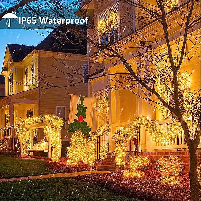 Toodour Solar Christmas Lights, 72ft 200 LED 8 Modes Outdoor Christmas String Lights, Waterproof Solar Fairy Lights for Christmas Tree, Fence, Holiday, Party, Balcony, Christmas Decor - Warm White