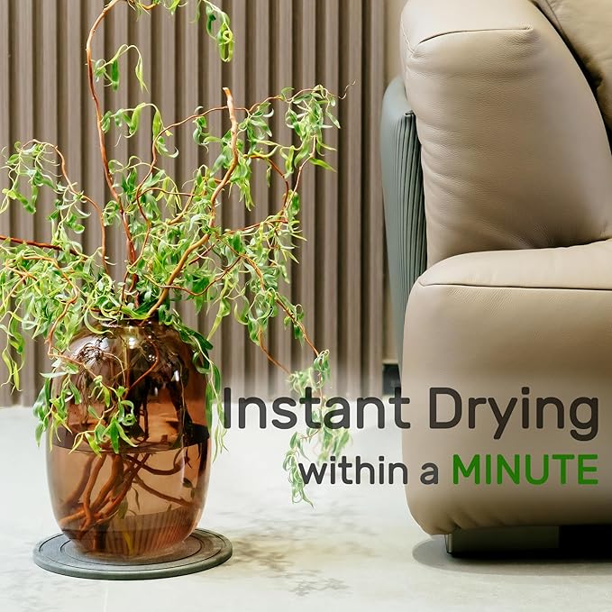 Diatomaceous Earth Plant Saucer for Indoor, 2 Pack 6 inch, Instant Dry Pot Saucer, Plant Drip & Drainage Tray for Indoor, Stone Gray