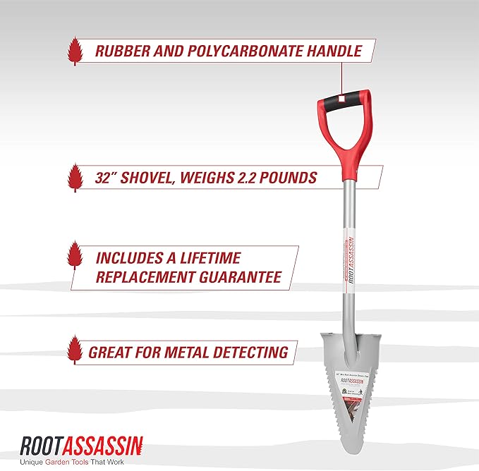 ROOT ASSASSIN 32" Mini Garden Shovel/Saw - The Original & Best Award Winning Combo Gardening Spade Tool, Yard, Root, Stump, Tree Removal, Landscaping, Trimming Specialized Digging (32" Shovel/Saw)